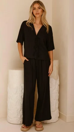 YH AND CO Sets|Bottoms^Lexi Linen Pants - Black