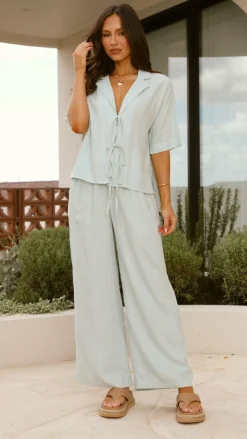 YH AND CO Sets|Bottoms^Lexi Linen Pants - Blue