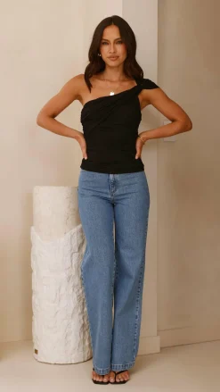 Alive Girl Tops^Liana Asymmetrical Top - Black
