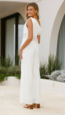 By Frankie Sets|Bottoms^Liana Off Shoulder Top & Pants Set - White