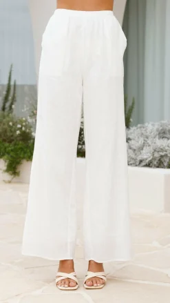 By Frankie Sets|Bottoms^Liana Off Shoulder Top & Pants Set - White