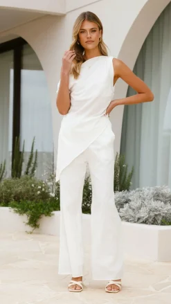 By Frankie Sets|Bottoms^Liana Off Shoulder Top & Pants Set - White