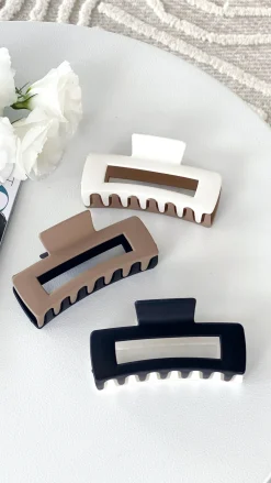 Angel Whisper Hair Accessories^Lily Two Tone Rectangle Clip - Black/White