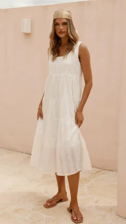 Pink Diamond Dresses|Midi^Liza Midi Dress - White