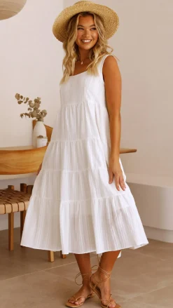 Pink Diamond Dresses|Midi^Liza Midi Dress - White