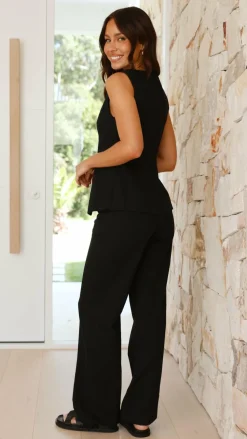 Burans Sets|Tops^Louella Button Up Vest - Black