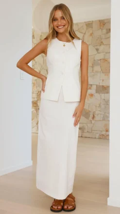 Burans Sets|Tops^Louella Button Up Vest - White