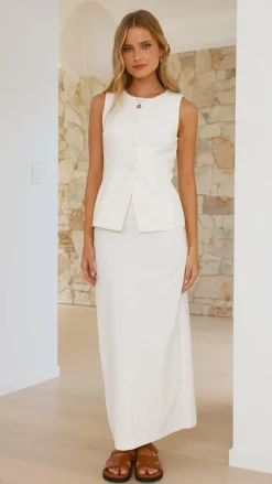 Burans Sets|Tops^Louella Button Up Vest - White