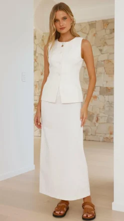 Burans Sets|Tops^Louella Button Up Vest - White