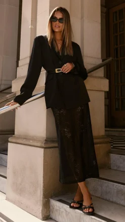 Amore Agencies Bottoms^Louisa Lace Maxi Skirt - Black