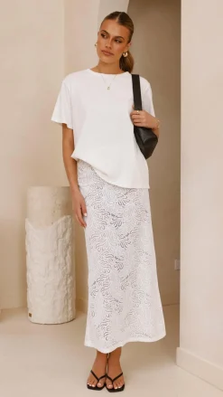 Amore Agencies Bottoms^Louisa Lace Maxi Skirt - White