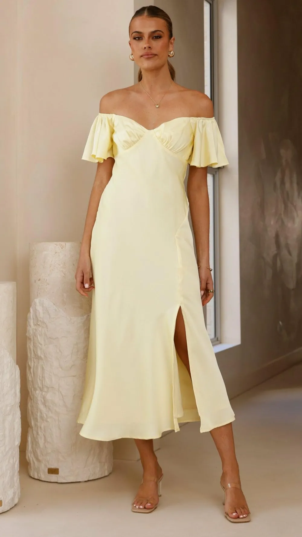 LILYWHYT Dresses|Bridesmaid^Louisa Midi Dress - Yellow