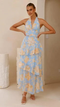SASHA (BNE) Dresses|Maxi^Louka Layered Maxi Dress - Blue/Yellow Floral