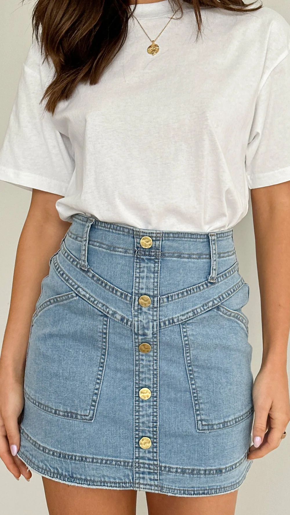 Iris Maxi The Denim Edit|Bottoms^Lucilla Mini Skirt - Blue Denim