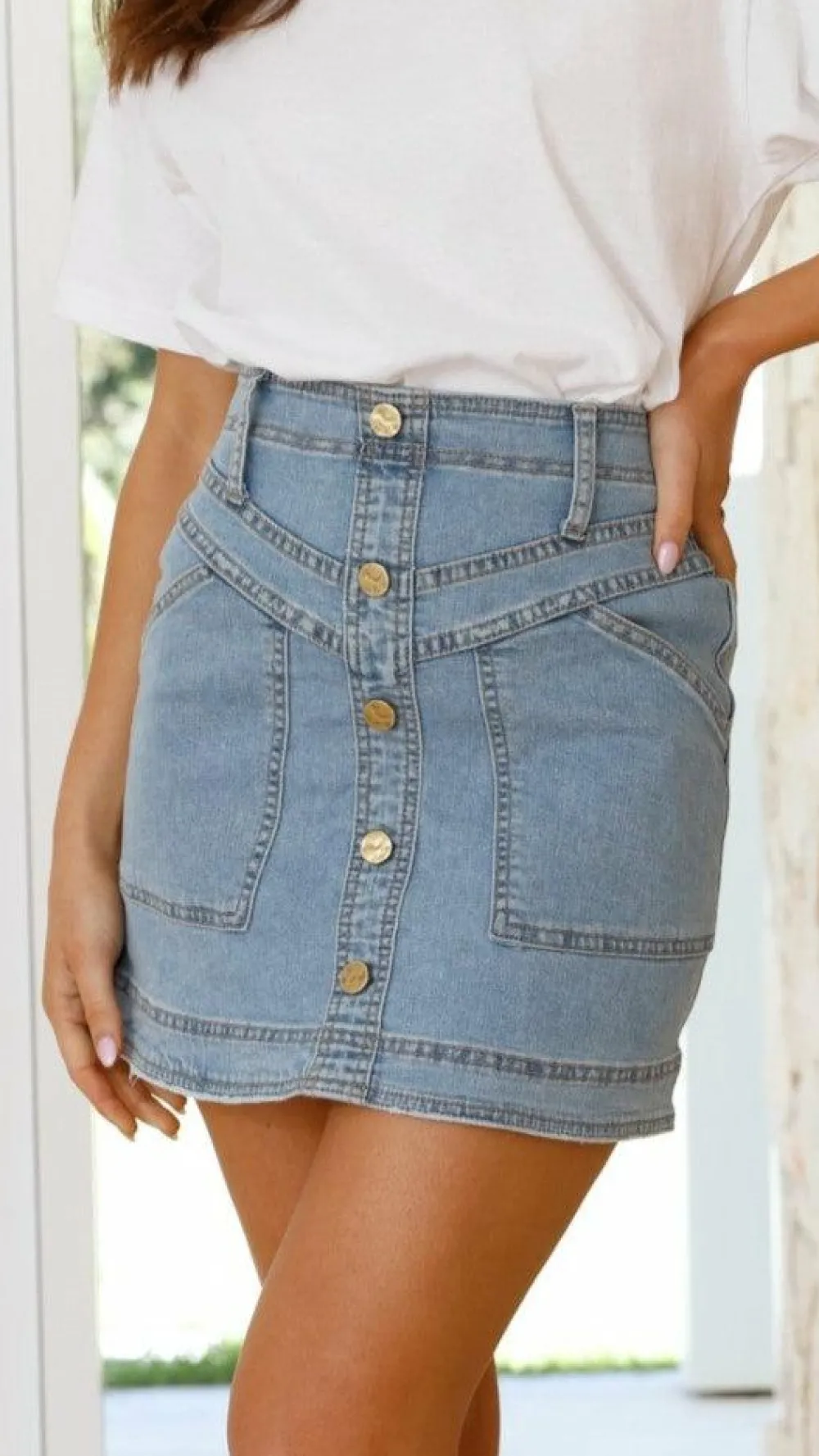 Iris Maxi The Denim Edit|Bottoms^Lucilla Mini Skirt - Blue Denim