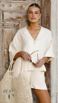 Alive Girl Sets|Tops^Luna Button Up Shirt - Natural