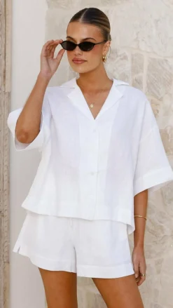 Alive Girl Sets|Tops^Luna Button Up Shirt - White
