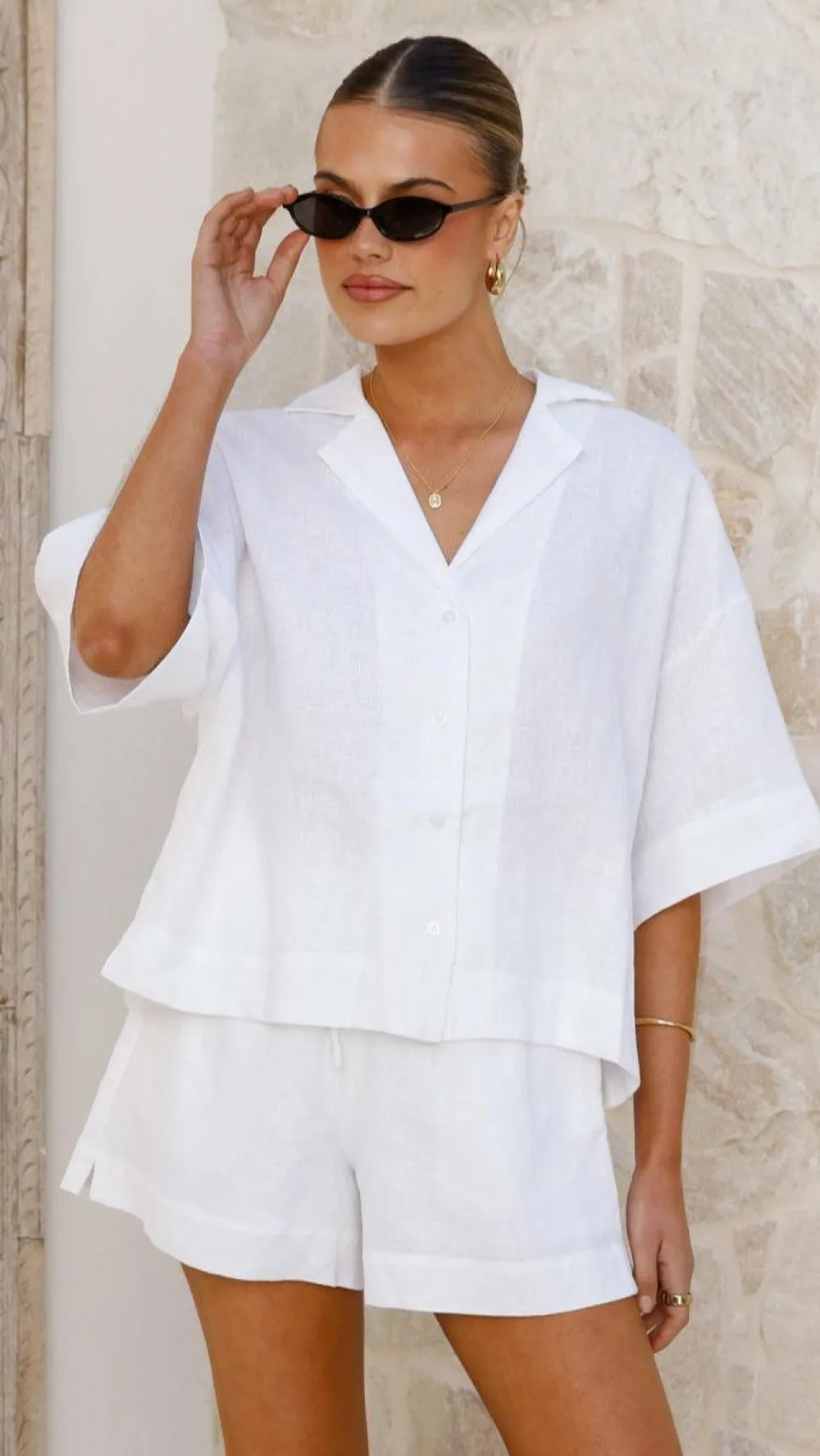 Alive Girl Sets|Tops^Luna Button Up Shirt - White