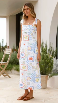 Mylk The Label Dresses|Maxi^Luna Tie Shoulder Maxi Dress - Picnic Print