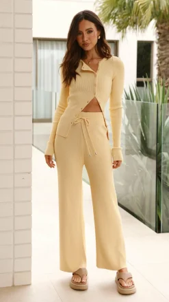 Main St Sets^Lyra Ribbed Pants - Yellow