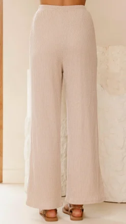 By Frankie Knit Tops|Knitwear^Madian Button Up Shirt and Pants Set - Taupe