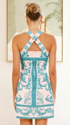 Mia Milani Dresses|Mini^Maegan Mini Dress - Aqua / Pink Zayna