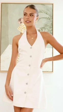 LILYWHYT Dresses|Mini^Maia Halter Neck Mini Dress - Cream
