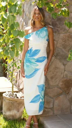 Style State Dresses|Midi^Maisy Shoulder Tie Midi Dress - Blue Teal