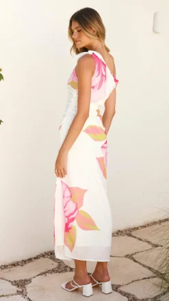 Style State Dresses|Midi^Maisy Shoulder Tie Midi Dress - Pink Green