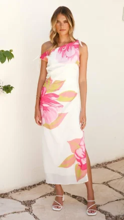 Style State Dresses|Midi^Maisy Shoulder Tie Midi Dress - Pink Green