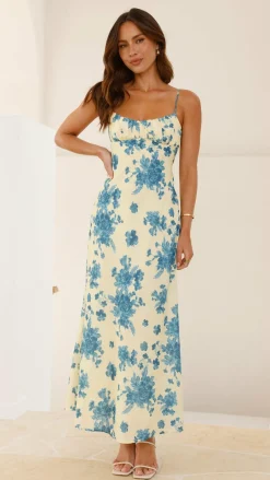 SASHA (BNE) Sale Dresses^Margie Midi Dress - Yellow / Blue Floral