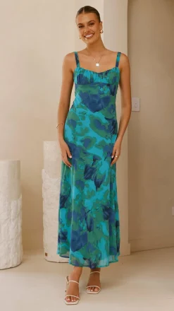 SASHA (BNE) Dresses|Midi^Margo Midi Dress - Blue/Green Floral