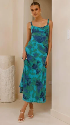 SASHA (BNE) Dresses|Midi^Margo Midi Dress - Blue/Green Floral