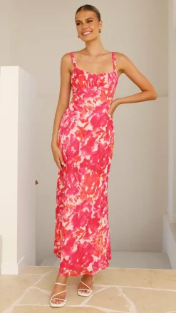 SASHA (BNE) Dresses|Midi^Margo Midi Dress - Pink/Red Floral