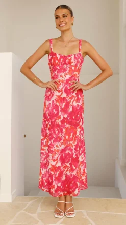 SASHA (BNE) Dresses|Midi^Margo Midi Dress - Pink/Red Floral