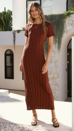 LILYWHYT Knit Dresses|Knitwear^Mari Maxi Dress - Chocolate