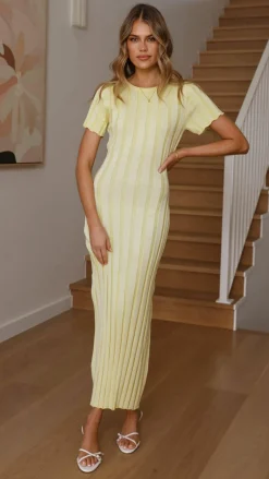 LILYWHYT Knit Dresses|Knitwear^Mari Maxi Dress - Yellow