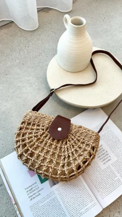 Angel Whisper Bags^Marielle Half Moon Bag - Straw
