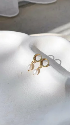 Angel Whisper Earrings|Mi Amore^Marley Sleepers - Gold/Pearl
