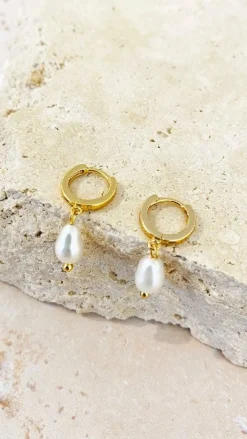 Angel Whisper Earrings|Mi Amore^Marley Sleepers - Gold/Pearl