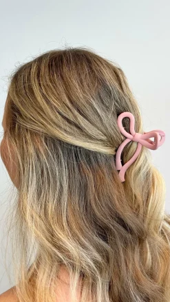 Angel Whisper Hair Accessories|Polo^Matte Bow Claw Clip - Pink