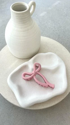 Angel Whisper Hair Accessories|Polo^Matte Bow Claw Clip - Pink