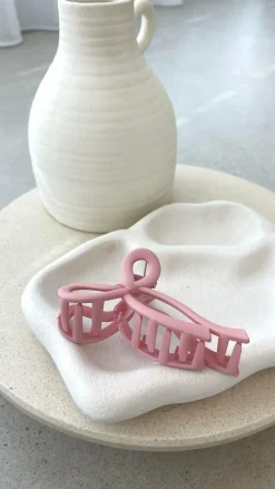 Angel Whisper Hair Accessories|Polo^Matte Bow Claw Clip - Pink