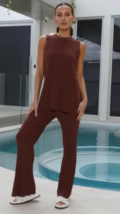 Fashion Allied Knitwear|Knitwear^Megan Knit Pants - Chocolate