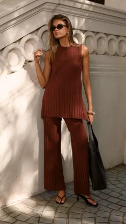 Fashion Allied Knitwear|Knitwear^Megan Knit Pants - Chocolate