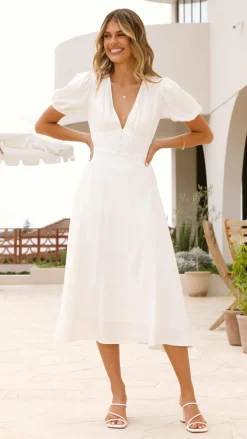 Sweet Acacia Dresses|Midi^Melea Midi Dress - White