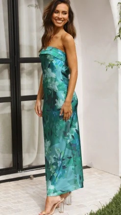 Shareen Dresses|Polo^Miya Maxi Dress - Green Print