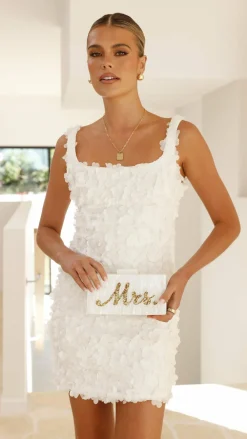 Angel Whisper Bags|Bridal Accessories^Mrs. Pearla Clutch - White/Gold