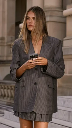 MVN Jackets|Blazers^- Newport Pinstripe Blazer - Dark Grey