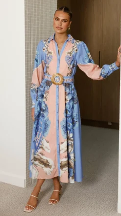 Bubblegum Dresses|Maxi^Naliah Long Sleeve Maxi Dress - Willow Blue